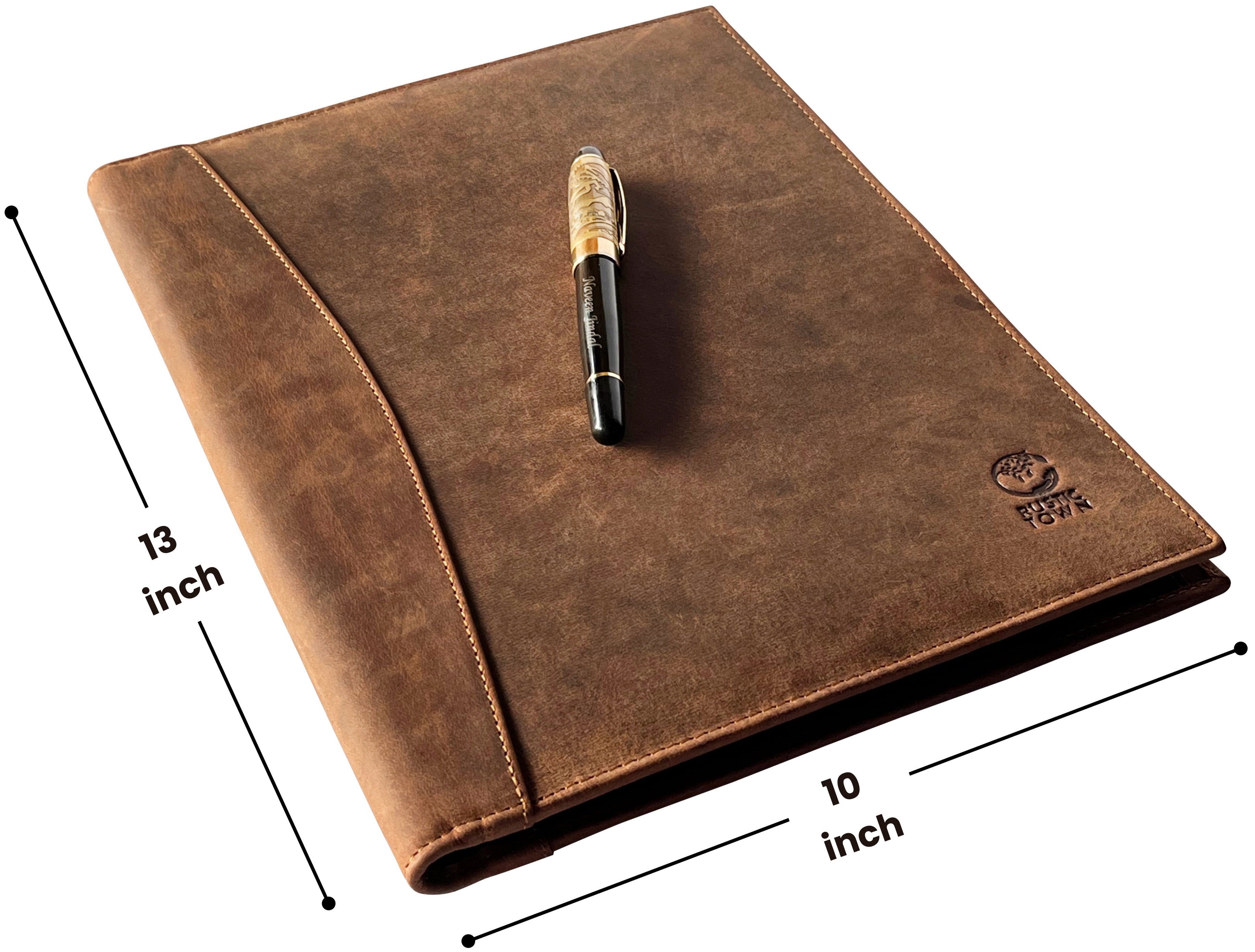 Leather Portfolio Business Padfolio Organizer Notebook Holder, Resume Document Conference Folder, Professional Notepad for Men & Women by Rustic Town