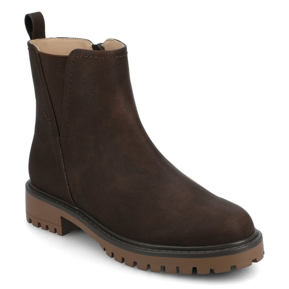 Journee Womens Junnah Pull-on Round Toe Block Heel Casual Comfort Chelsea Boots, Widths Available