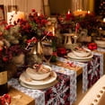 thumbnail image 3 of Christmas Snowflake Cotton Linen Table Runner for Dining Kitchen, Winter Classic Red Black Plaid Wedding Outdoor Party Tablerunners Decoration, Dresser Scarf Coffee Tablecloth Runners 13x70 Inches, 3 of 9
