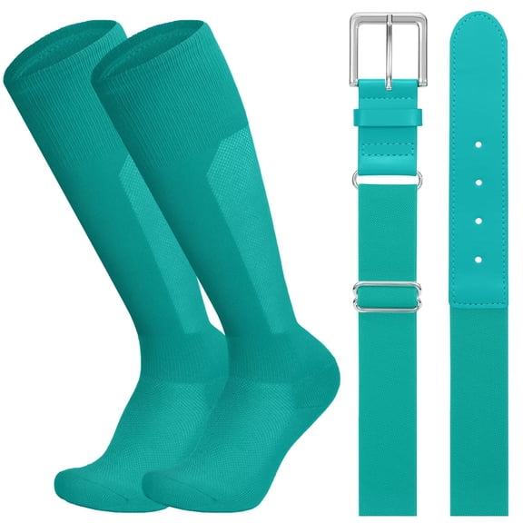 JASGOOD Baseball Belt and Socks Combo Set for Youth Adult Breathable Softball Socks and Adjustable Elastic Belt