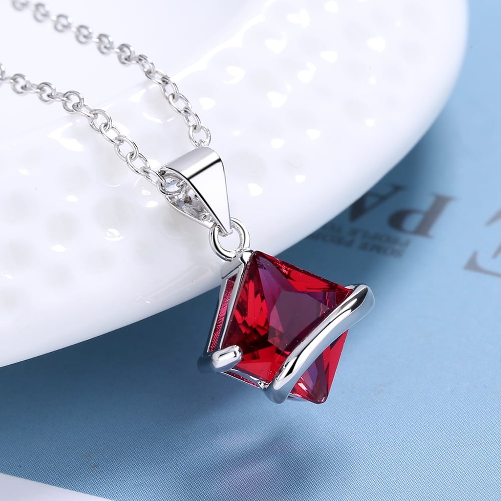 Sterling Silver Ruby Pendant Necklace