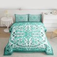 thumbnail image 2 of Feelyou Adult Bohemian Damask Full Size Comforter Sets, Cyan Flower Floral Bedding Comforter Set, Tribal Paisley Mandala Reversible Bedding Sets, Super Cozy Room Decor, 3 Pieces, 2 of 8