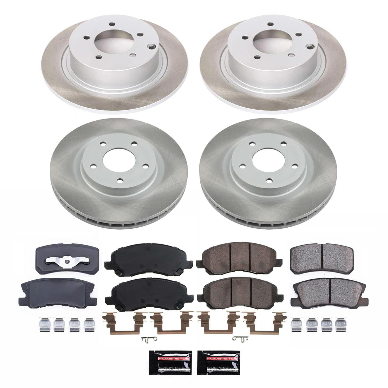 PowerStop Front and Rear Semi-Coated Rotor and Low-Dust Ceramic Brake Pad Kit SC2848