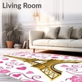thumbnail image 2 of ODIKA 6'x9' Machine Washable Non-Slip Area Rug, Valentine Blossom Tower with Petaled Hearts and Whimsical Swirls High Traffic Rug, Gold, 656825, 2 of 7
