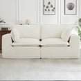 thumbnail image 2 of Aukfa 78.8" Cloud Comfy Sofa, 24" Deep Seat Loveseat Couch, Corduroy Modular Boneless Couch for Living Room, White, 2 of 8