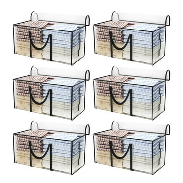 LJSXFI Clear Moving Bags Heavy Duty Extra Large, 6-Pack Moving Supplies with Reinforced Handle, Heavy-Duty Storage Tote for Clothes