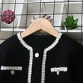 thumbnail image 3 of Favoffer Girls' Crewneck Knitted Cardigan Fall/Winter Warm Long Sleeve Children Button Cotton Sweater Uniform Outerwear for Daily Playdates Holiday Gifts Black White 5-13Y, 3 of 9