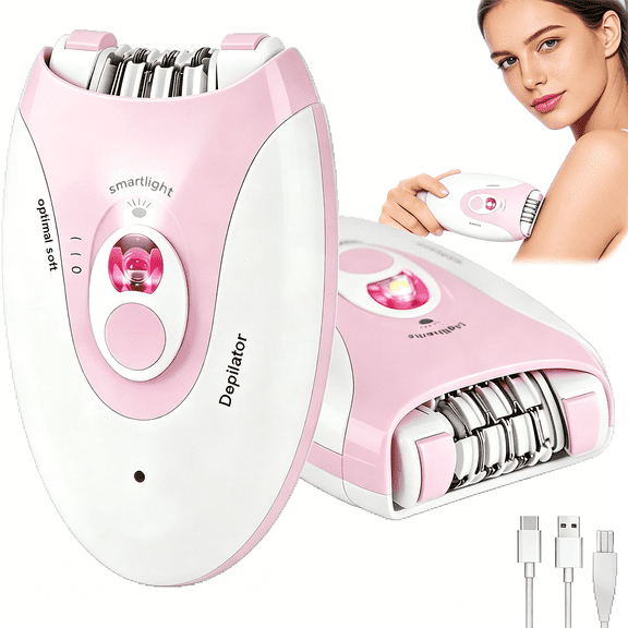 EXLEAF Epilator,Smooth Glide Epilator for Women,Rechargeable 2 Speed Facial Hair Removal Device with Led Light&36 Tweezers,Portable Electric Trimmer Device for Face,Bikini,Arms,Legs&Armpits