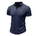 thumbnail image 2 of IYTR Mens T Shirts Solid Color Comfortable Gym Golf Shirts Short Sleeve Summer T Shirts Comfy Button Up Lapel Casual Dark Blue S, 2 of 6