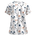 thumbnail image 5 of felwors Printed Scrub Tops Women V Neck Short Sleeve Plus Size Scrubs for Womens Nursing Uniforms Shirts with Pockets (Orange, M), 5 of 5