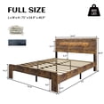 thumbnail image 4 of Wooden Full Size Bed Frame with Storage Headboard, Rustic Farmhouse Platform Bed with Charging Station and LED Lights, No Box Spring Needed, Noise-Free, Easy Assembly, Brown, 4 of 11