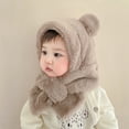thumbnail image 4 of Conjunto de gorro y bufanda de invierno para bebé, cálido y con orejeras de oso, 4 of 6