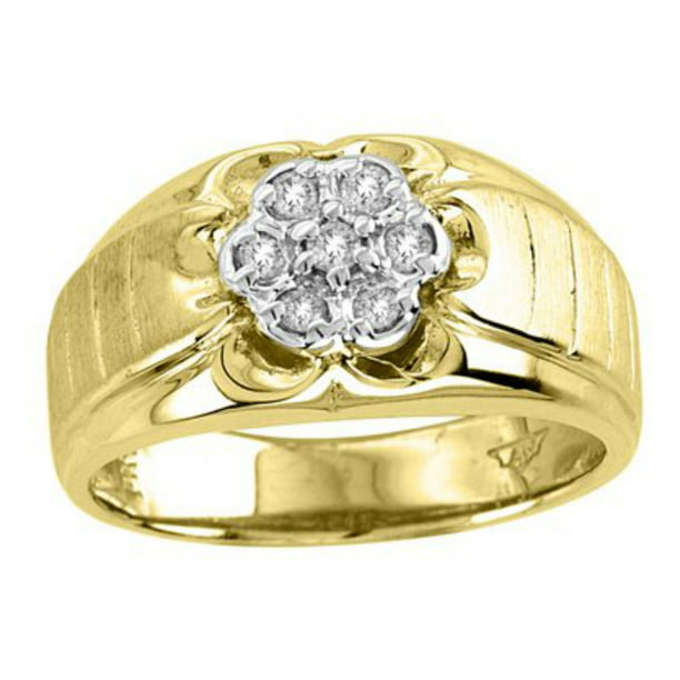 Rylos - Mens Diamond Cluster Ring 14K Yellow Gold - Walmart.com ...