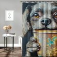 thumbnail image 2 of Patifu Dog Coffee Cup Home Bathtubs Bathroom Shower Curtain Set with Hooks 100% Polyester Fiber 36"x72, 2 of 7