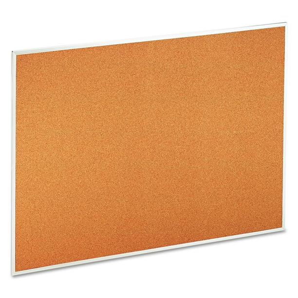 Universal Natural Cork Bulletin Board, 48" x 36", SatinFinished Aluminum Frame