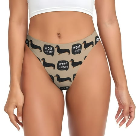 Sigee Dachshund Dog Woof for Women s G-String Panty  Low Rise  Soft Lace Perfect for Everyday Wear or Special Occasions-Large