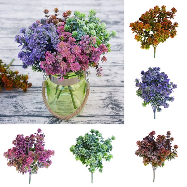 Gwong Decoración hogareña 1 unid Hierba artificial 7 ramas Decoración de jardín DIY Arreglo de flores Planta falsa Gwong 21005747