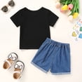 thumbnail image 4 of Younger Tree Baby Girl Shorts Outfit Kid Summer Print T-Shirt Denim Shorts Clothes Set for 4-5T, 4 of 9