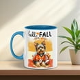 thumbnail image 3 of Hello Fall Yorkshire Terrier Football Welcome Autumn with Leaves Pumpkins 11oz Accent Two-tone Mug Yorkie Dog Lover Gifts Coffee Tea Cup - 00012, 3 of 5