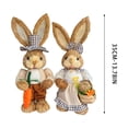 thumbnail image 3 of Handcrafted Easter Bunny Couple Figurine Home Decor, Standing Straw Rabbit Statues for Tabletop, Living Room, Garden & Spring Easter Holiday Gift Decoration, 3 of 5