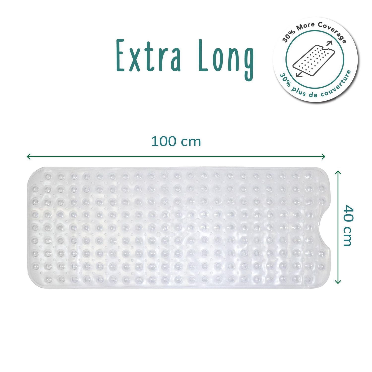 Tapis de bain Babyworks™ Total Tub - Transparent, 100 x 40 cm, en polychlorure de vinyle