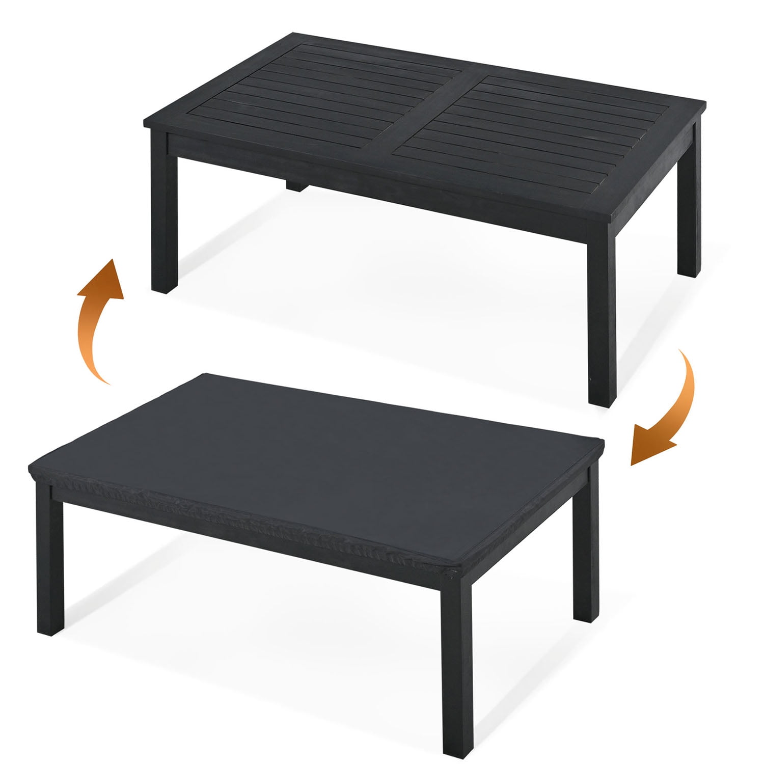 Kadyn 4-Piece V-shaped Seats Set, 2 Single Chairs,1 Rectangular Table,Double Chair, Solid Wood Outdoor Sofa for Garden, Black+ Gray