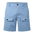 thumbnail image 5 of Mens Casual Shorts Male Solid Color Summer Beach Button Pocket Elastic Waist Breathable Shorts Sweat Shorts Men Blue L, 5 of 5