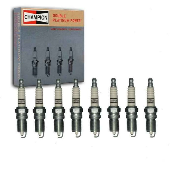 8 pc Champion Double Platinum Spark Plugs compatible with Chevrolet Colorado 5.3L V8 2009-2012