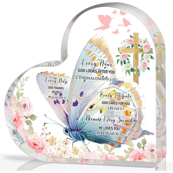 Inspirational Gift with Bible Verse and Prayers, Motivational Catholic Gift, Religious Gifts, Spiritual Religious Gift, Christian Table Desk Acrylic Sign Gifts for Men Women 4"x4"