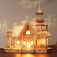 thumbnail image 1 of Puzzle de madera 3D KWASVLYA Vintage Villa con luces LED, 1 of 9