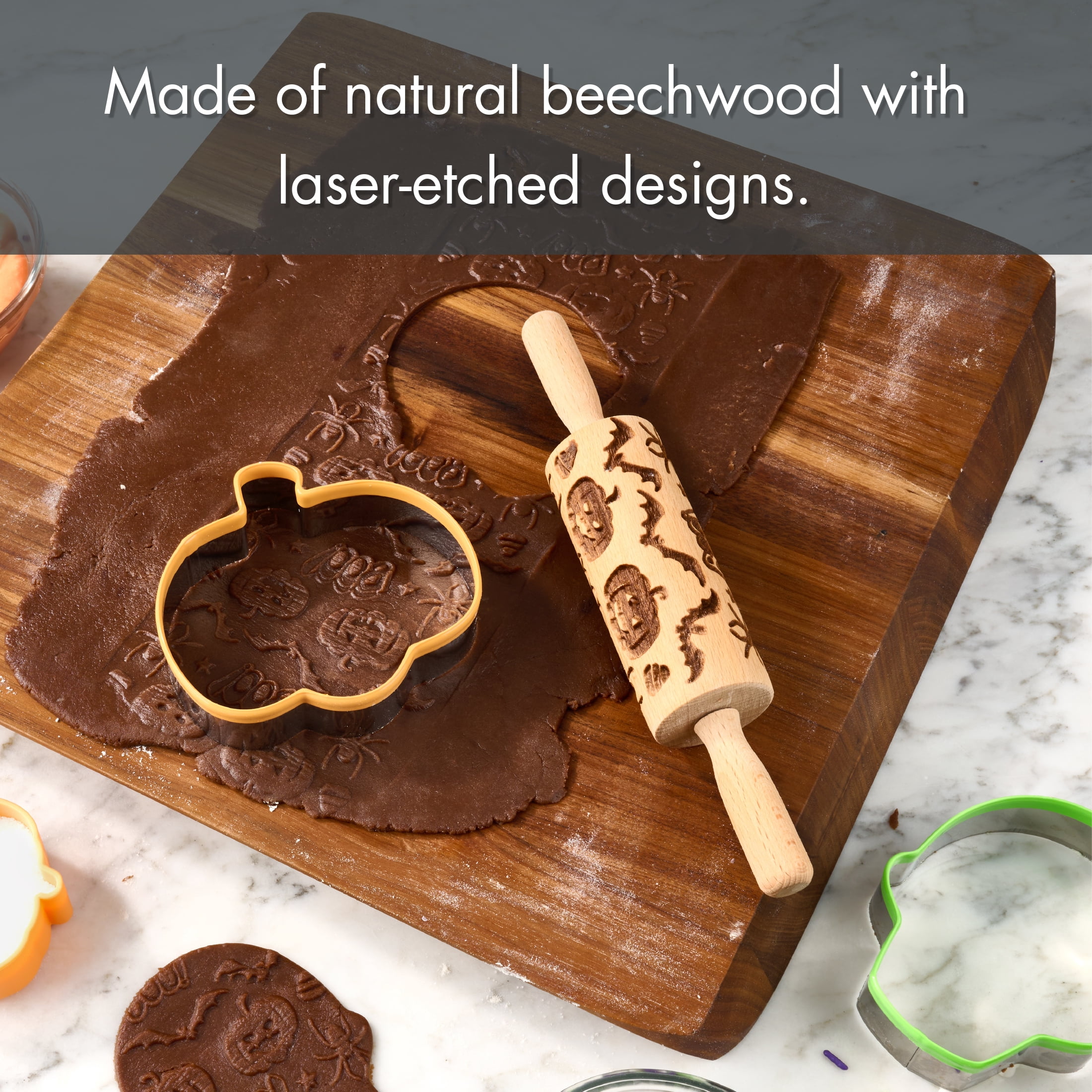 Way To Celebrate Halloween Engraved Wood Rolling Pin