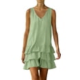 thumbnail image 3 of SROBPTY Summer Dresses for Women Solid Sleeveless V Neck Mid-Length Sundress for Daily Wear, 3 of 5
