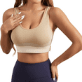 thumbnail image 3 of MLDRA 2 Pack Sports Bras for Women High Support Wirefree Padded Bras Supportive Workout Yoga Bras Workout Athletic Comfortable Tank Tops Light Gray & Skin, 3 of 10