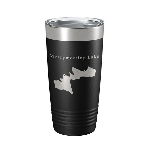 Merrymeeting Lake Map Tumbler Travel Mug Insulated Laser Engraved Coffee Cup New Hampshire 20 oz Black