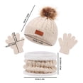 thumbnail image 2 of Otqutp Kids Hats and Gloves Sets,Knit Warm Winter Cold Weather Beanie Hat Scarf Gloves for Boys Girls Pom Poms Toddler Hats 1 To 5 Years(Pink,One Size), 2 of 2