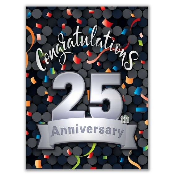 Small World Greetings Large 25th Anniversary Card from Group - Blank Inside With Envelope - 11.75" x 9" - Perfect for family, friends, colleagues, and more