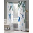 thumbnail image 4 of Christmas Ocean Sheer Curtains 96 inches Long 2 Panels Set Theme Blue Watercolor Christmas Balls Snowflake Tiers Sheers Rod Pocket Small Window Short Curtains for Kitchen Cafe, Each 52" W x 96" L, 4 of 7