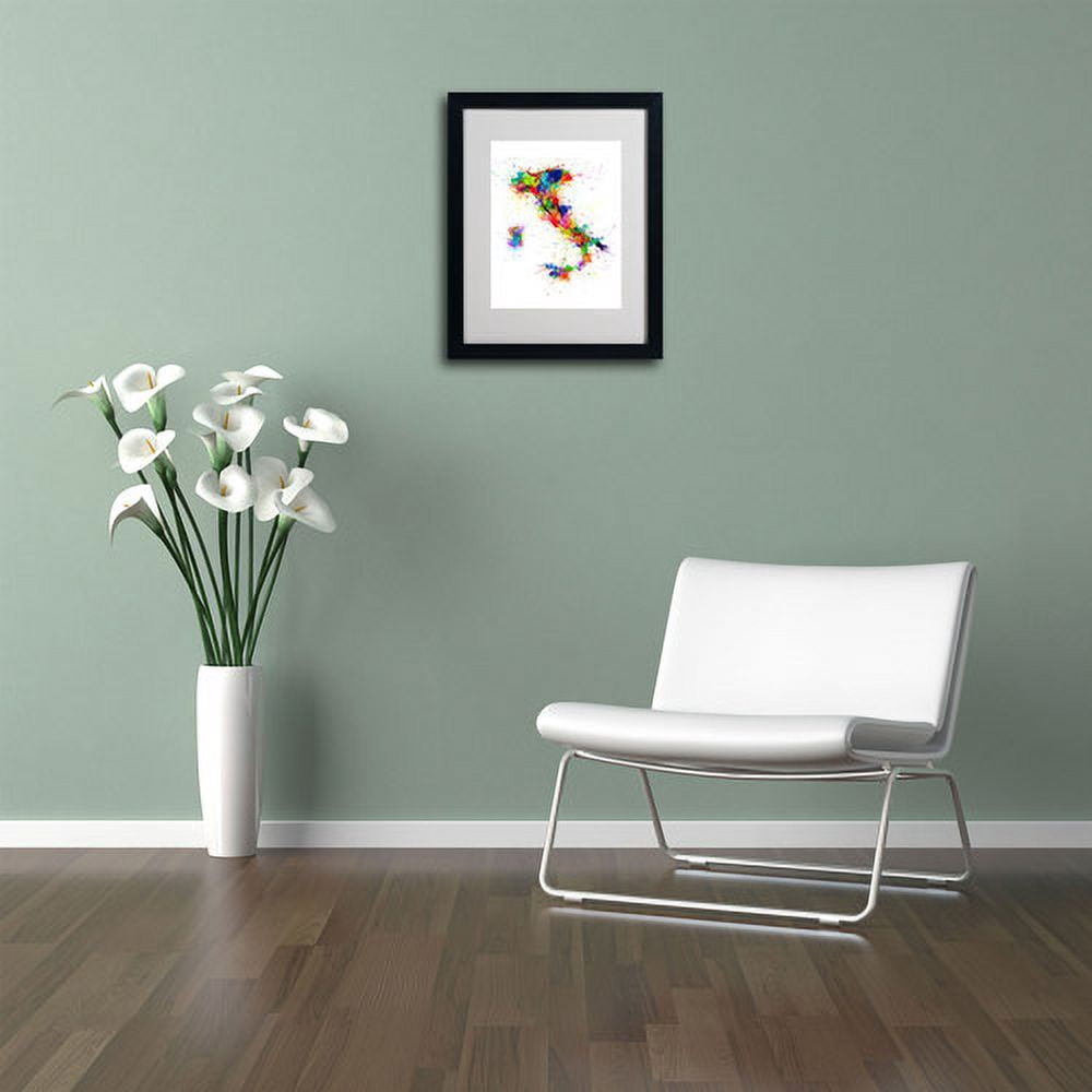 Trademark Fine Art "Italy Paint Splashes Map" Matted Framed by Michael Tompsett
