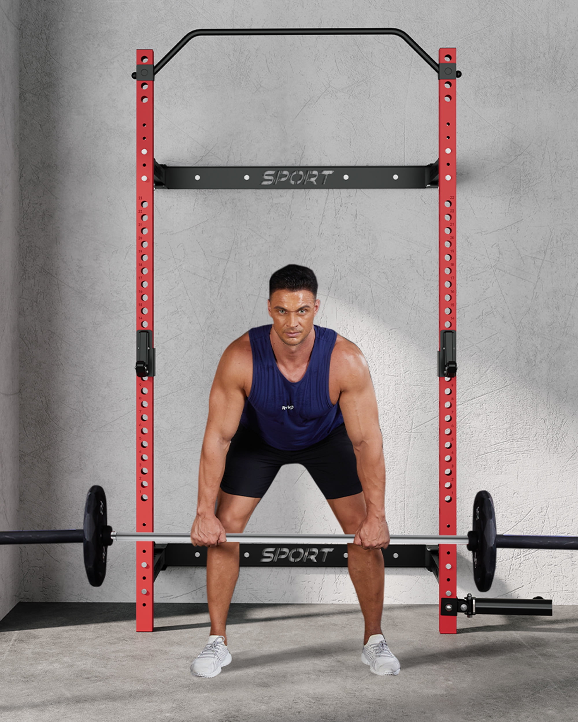 JoanKaren 2.36" x 2.36" Folding Power Rack for Home Gym ,1000lbs Capacity Steel Frame Wall Mounted Squat Rack,Black