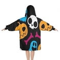 thumbnail image 2 of Halloween Colorful Spooky Elements Blanket Hoodies for Kids 6-13YR Oversize Wearable Blanket Hoodies for Boys Girls Teens, 2 of 7