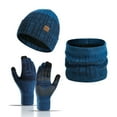 thumbnail image 3 of Wdgfv Winter Thermal Scarf Hat and Gloves Set for Outdoor Cold Weather Windproof Lined Thick Knitted Neck Warmer Cap with Touchscreen Fingers Blue One Size, 3 of 3