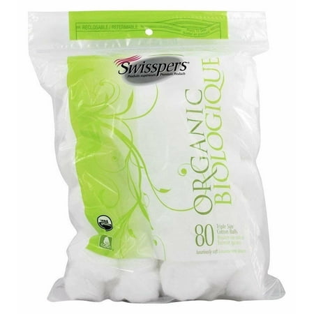 Swippers Organic Essentials Staple Fiber Triple Cotton Balls, 80ct, 3-Pack