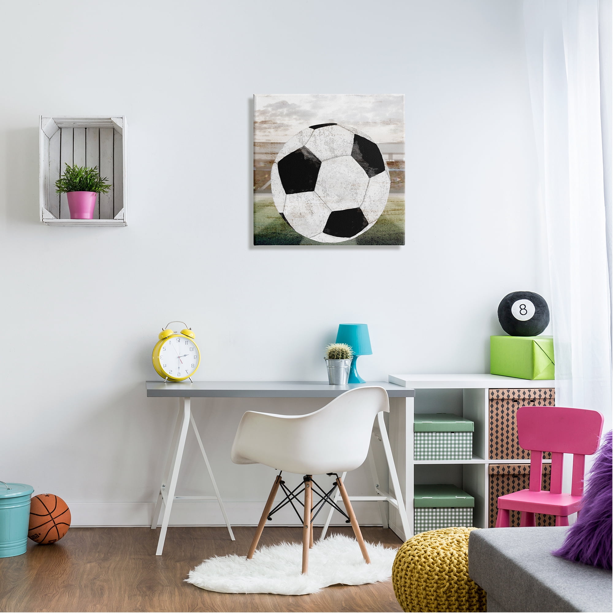 Stupell Industries Rustic Soccer Ball Field Abstract Painting Gallery Wrapped Canvas Art Print Wall Art, 24 x 24