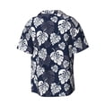 thumbnail image 4 of Goofa White Leaves Printed Men's Casual Short-sleeved Shirt,Lightweight Breathable Button-down,Summer Casual men's top,Versatile Fashion shirt-4X-Large, 4 of 7
