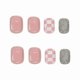 thumbnail image 4 of 24pcs Pink Checkerboard Nail Patch Sweet Style Removable Short Paragraph, 4 of 4