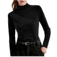 thumbnail image 2 of Velvet Tops for Women Mock Neck Sweater Long Sleeve Shirts Slim Fit Pullover T-Shirts, 2 of 7