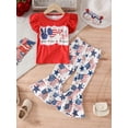 thumbnail image 4 of Hirigin 4th of July Baby Girl Outfits 18M 2T 3T 4T 5T 6T Ruffles Fly Sleeve T-Shirts Stripe Stars Flag Print Flare Pants 2Pcs Clothes Set, 4 of 8