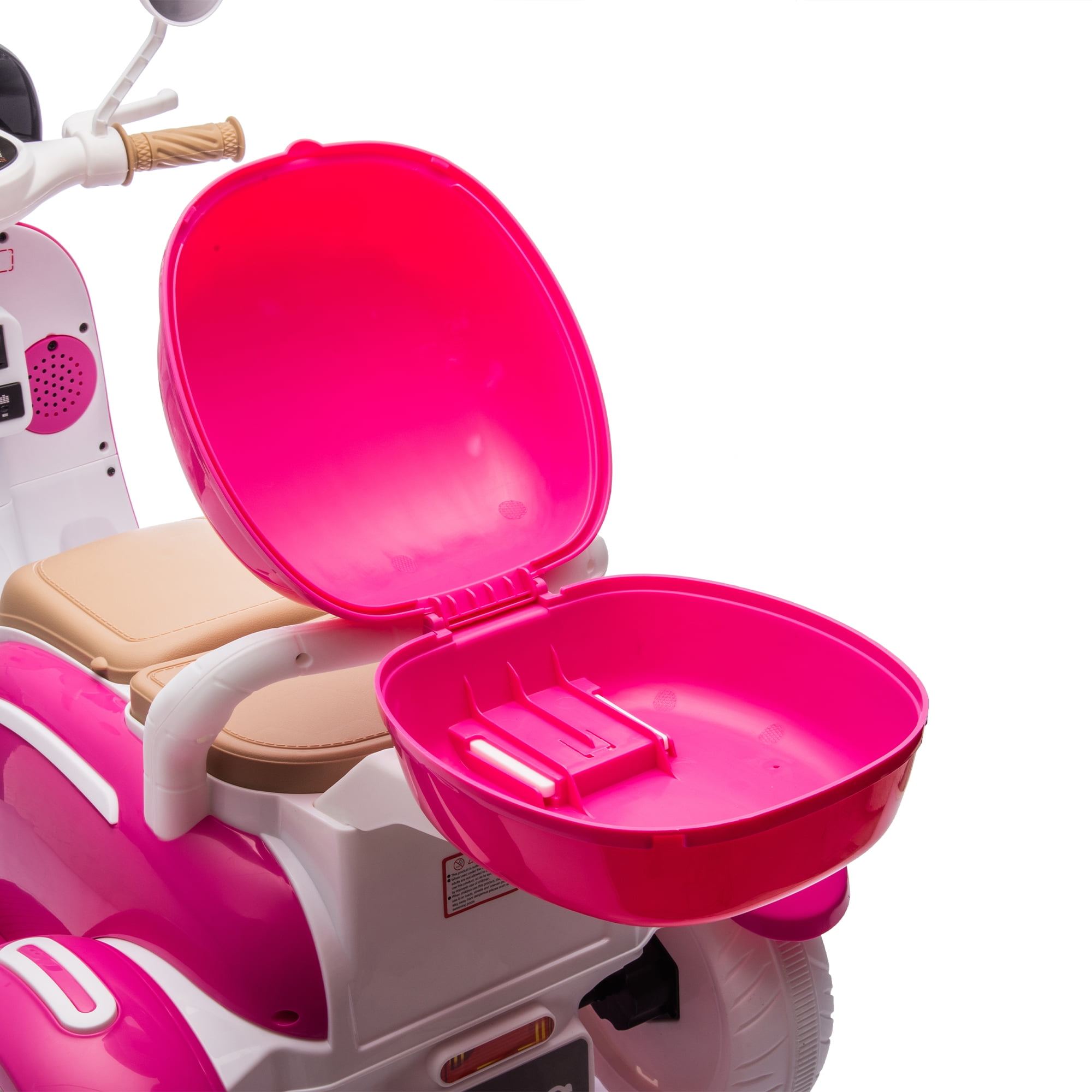 Urday 12V Kids Electric Motorcycle with Parent Seat, Dual 25W Motors 3-Wheeled Ride On Toy, Bluetooth Music, USB, High Weight Capacity 132 lbs, Beige