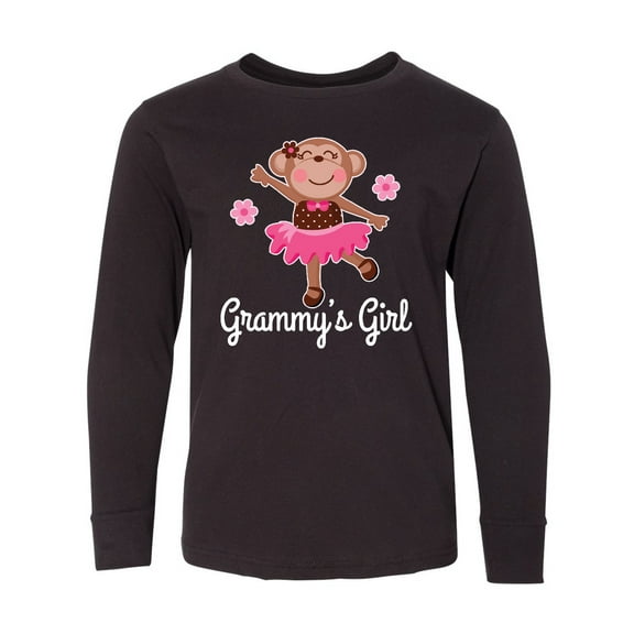 Inktastic Grammy Girl Ballerina Monkey Long Sleeve Youth T-Shirt