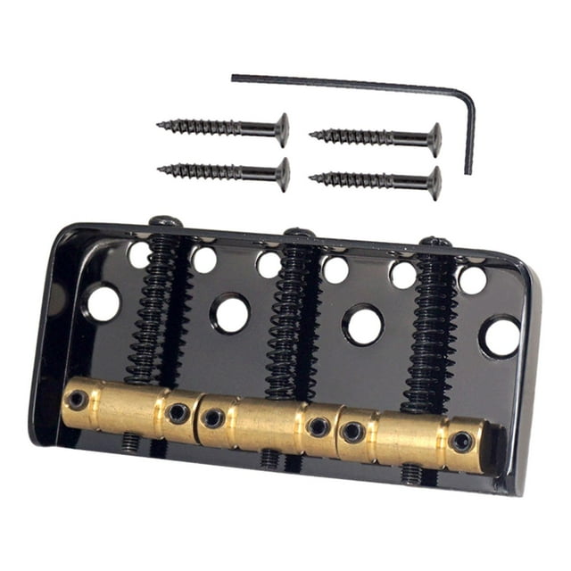 tamizeot High Performance Bass Bridge Tailpiece Saddle With Durable Metal Accessories For Precision Guitar Assembly Black 76mm